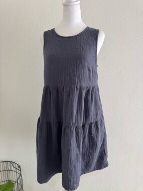 Universal Thread Sleeveless Tiered Mini Dress in Charcoal